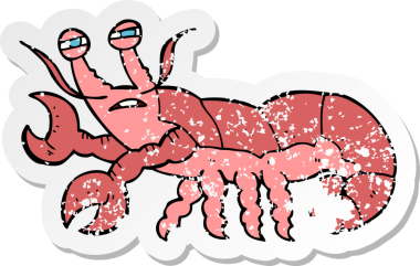 Bir insan tarafından çizilmiş ıstakoz çizgi filminin gerilimli yapıştırması.