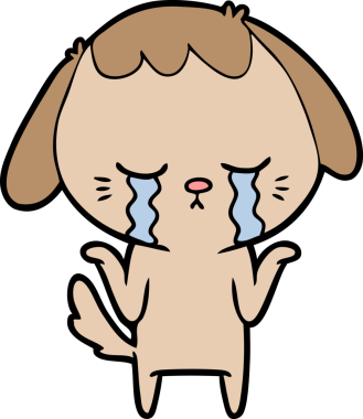 Bir insan tarafından çizilmiş ağlayan bir köpek.