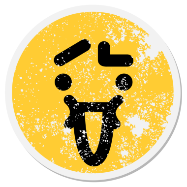 Bir insan tarafından çizilmiş kaşlarını kaldırmış sevimli bir yüz.