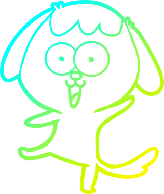 Bir insan tarafından çizilmiş şirin bir çizgi köpeğin soğuk gradyan çizgisi.