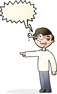 Bir insan tarafından çizilmiş konuşma balonlu bir çizgi film adamı.