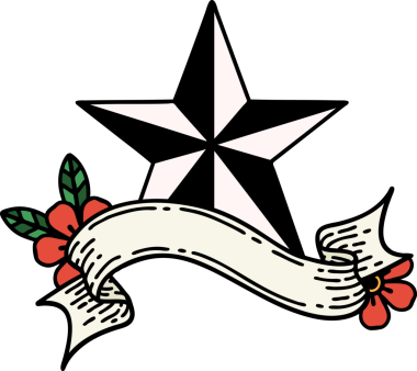 Bir insan tarafından çizilmiş geleneksel bir yıldız dövmesi