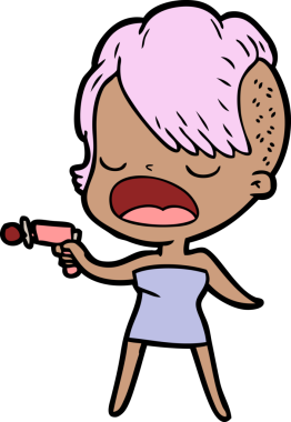 Bir insan tarafından çizilmiş havalı hippi kız çizgi filmi.