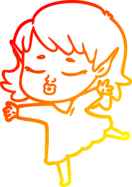 Bir insan tarafından çizilmiş güzel bir elf kızının çizgi çizimi.