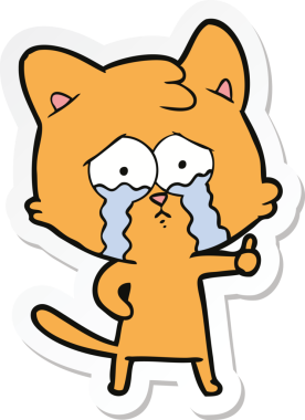 Bir insan tarafından çizilmiş çizgi film kedisinin çıkartması.