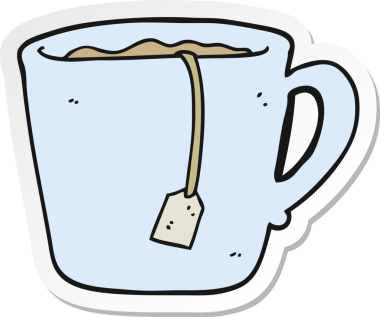 Bir insan tarafından çizilmiş bir bardak çayın çıkartması.