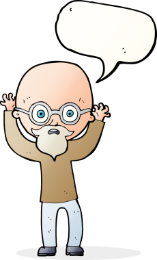 Çizgi film, bir insan tarafından çizilmiş konuşma balonlu kel adamı strese soktu.