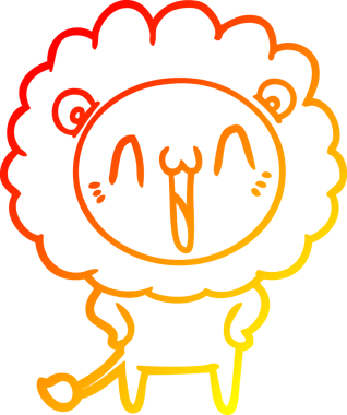 Bir insan tarafından çizilmiş mutlu çizgi film aslanının sıcak çizgi çizimi