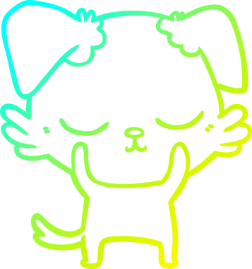 Bir insan tarafından çizilmiş şirin bir çizgi köpeğin soğuk gradyan çizgisi.