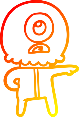 Bir insan tarafından çizilmiş sıcak çizgi çizgi çizimi Kiklops uzaylı uzay adamı