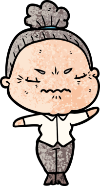 Çizgi film bir insan tarafından çizilmiş yaşlı bir kadın tarafından rahatsız edildi.