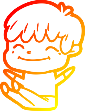 Bir insan tarafından çizilen mutlu bir çocuğun sıcak çizgi çizimi.