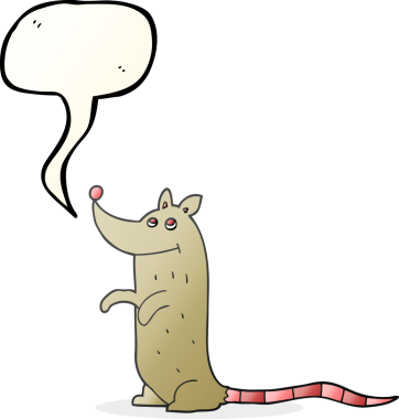 Bir insan tarafından çizilmiş serbest konuşma balonu çizgi film faresi.