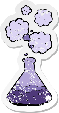 Bir insan tarafından çizilmiş bir karikatür bilim kimyasalın gerilimli etiketi