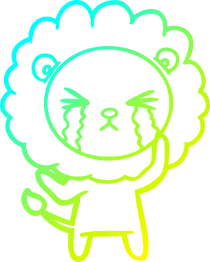 Bir insan tarafından çizilmiş ağlayan aslanın soğuk gradyan çizgisi