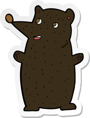 Bir insan tarafından çizilmiş komik bir kara ayının çıkartması.