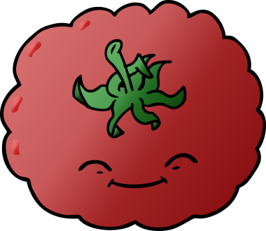 Bir insan tarafından çizilmiş domates çizgi filmi.