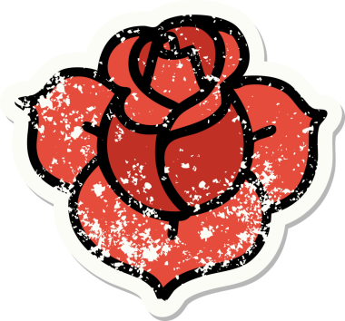 Bir insan tarafından çizilmiş geleneksel bir çiçek stili dövmesi.