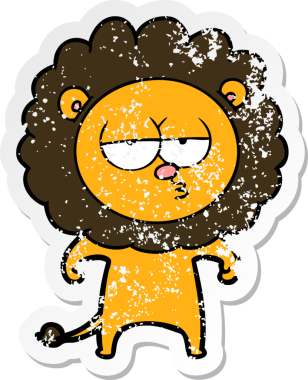 Bir insan tarafından çizilmiş sıkıntılı bir çizgi film çıkartması.