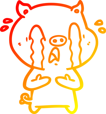 Bir insan tarafından çizilmiş, ağlayan bir domuz çizgi filmi.