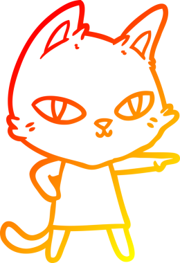 Bir insan tarafından çizilmiş çizgi film kedisinin sıcak çizgi çizimi