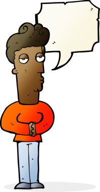 Bir insan tarafından çizilmiş konuşma balonu olan kibirli bir adam.