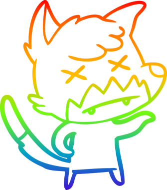 Gökkuşağı gradyan çizgi çizimi Bir insan tarafından çizilmiş ölü tilki