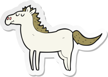 Bir insan tarafından çizilmiş çizgi film atının çıkartması.