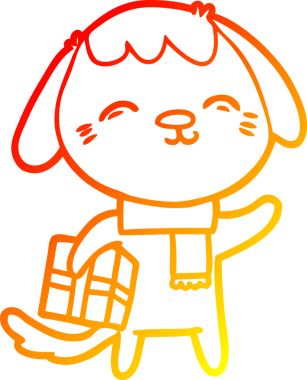 Bir insan tarafından çizilmiş mutlu çizgi film köpeğinin sıcak çizgi çizimi