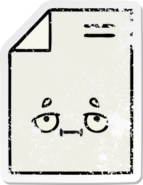 Bir insan tarafından çizilmiş sevimli bir karikatür kağıdının sıkıntılı çıkartması.