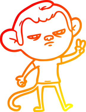 Bir insan tarafından çizilmiş kızgın bir maymunun sıcak çizgi çizimi