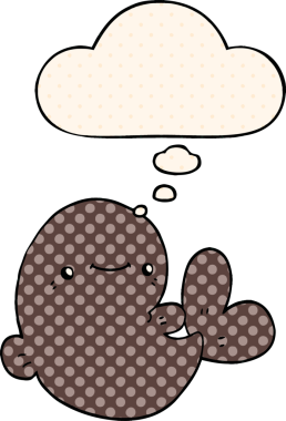 Çizgi roman tarzında bir insan tarafından çizilmiş düşünce balinası.