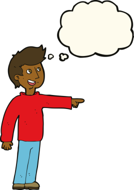 çizgi film mutlu adam bir insan tarafından çizilmiş düşünce balonuyla işaret ve kahkaha