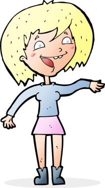 Bir insan tarafından çizilmiş, el sallayan bir kadın.