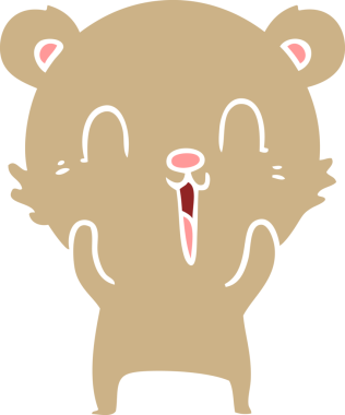 Bir insan tarafından çizilmiş mutlu düz renkli çizgi film ayısı.