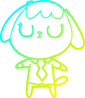 Bir insan tarafından çizilmiş ofis tişörtü giyen sevimli bir köpeğin çizimi.