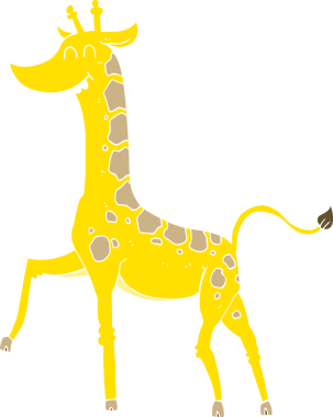 Bir insan tarafından çizilmiş düz renkli zürafa çizimi