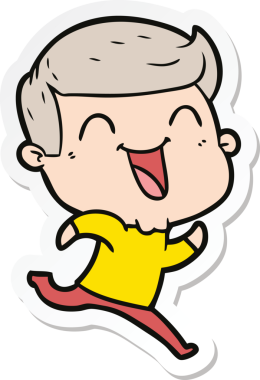 Bir insan tarafından çizilmiş bir karikatür adamın çıkartması.