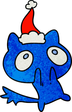 Bir insan tarafından çizilmiş kawaii kedisinin el yapımı karikatürü.