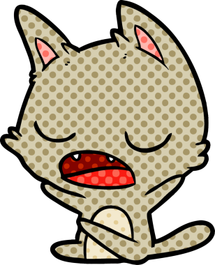 Bir insan tarafından çizilmiş konuşan kedi çizgi filmi.