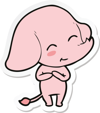 Bir insan tarafından çizilmiş şirin bir fil çıkartması.