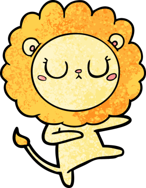 Bir insan tarafından çizilmiş çizgi film aslan dansı.