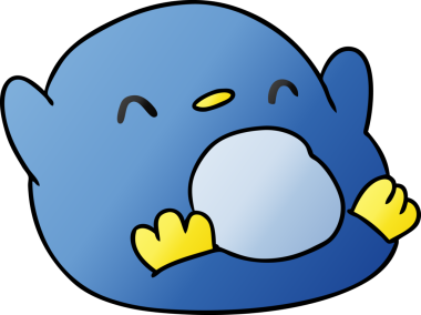 bir insan tarafından çizilmiş sevimli bir penguenin gradyan çizimi kawaii