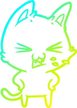 Bir insan tarafından çizilen çizgi film kedisinin soğuk gradyan çizimi