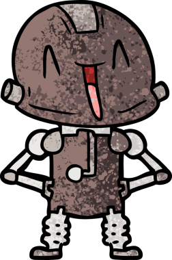 Bir insan tarafından çizilmiş çizgi film robotu