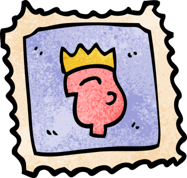 Bir insan tarafından çizilmiş kraliyet yüzlü karalama damgası.