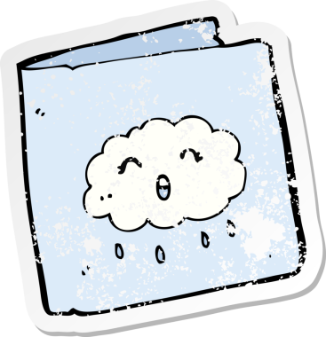 Bir insan tarafından çizilmiş bulut desenli kartın gerilimli yapıştırması.