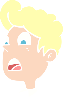 Bir insan tarafından çizilmiş şok olmuş bir adamın düz renk çizimi