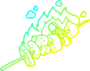 Bir insan tarafından çizilmiş bir karikatür kebabının soğuk gradyan çizimi