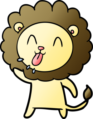 Bir insan tarafından çizilmiş mutlu çizgi film aslanı.